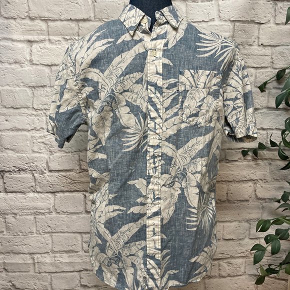 Mens Lot of Two Floral Short Sleeve Shirts Small Cotton/Linen Black/White Blue - Picture 6 of 9
